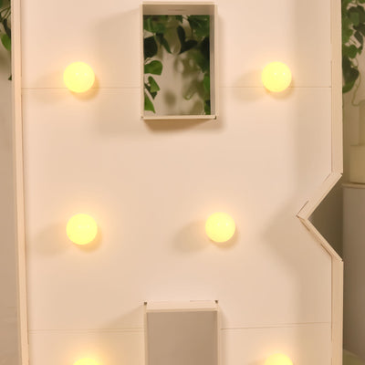 4ft Giant LED Marquee Letter "R", White Pre-Cut Foam Board with 10 Warm White Battery Operated LEDs, Glue Gun and Sticks