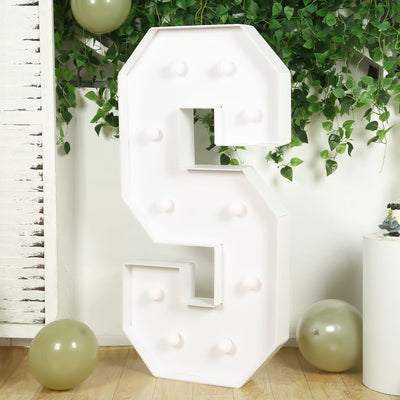 4ft Giant LED Marquee Letter "S", White Pre-Cut Foam Board with 10 Warm White Battery Operated LEDs, Glue Gun and Sticks