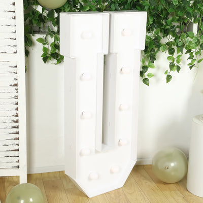 4ft Giant LED Marquee Letter "U", White Pre-Cut Foam Board with 10 Warm White Battery Operated LEDs, Glue Gun and Sticks