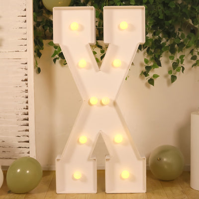 4ft Giant LED Marquee Letter "X", White Pre-Cut Foam Board with 10 Warm White Battery Operated LEDs, Glue Gun and Sticks