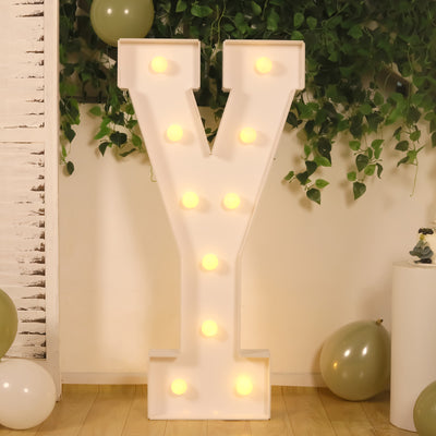 4ft Giant LED Marquee Letter "Y", White Pre-Cut Foam Board with 10 Warm White Battery Operated LEDs, Glue Gun and Sticks