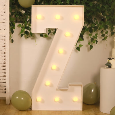 4ft Giant LED Marquee Letter "Z", White Pre-Cut Foam Board with 10 Warm White Battery Operated LEDs, Glue Gun and Sticks