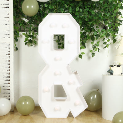 4ft Giant LED Marquee Symbol "&", White Pre-Cut Foam Board with 10 Warm White Battery Operated LEDs, Glue Gun and Sticks
