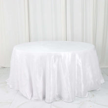 White Seamless Accordion Crinkle Taffeta Round Tablecloth 132 Inch