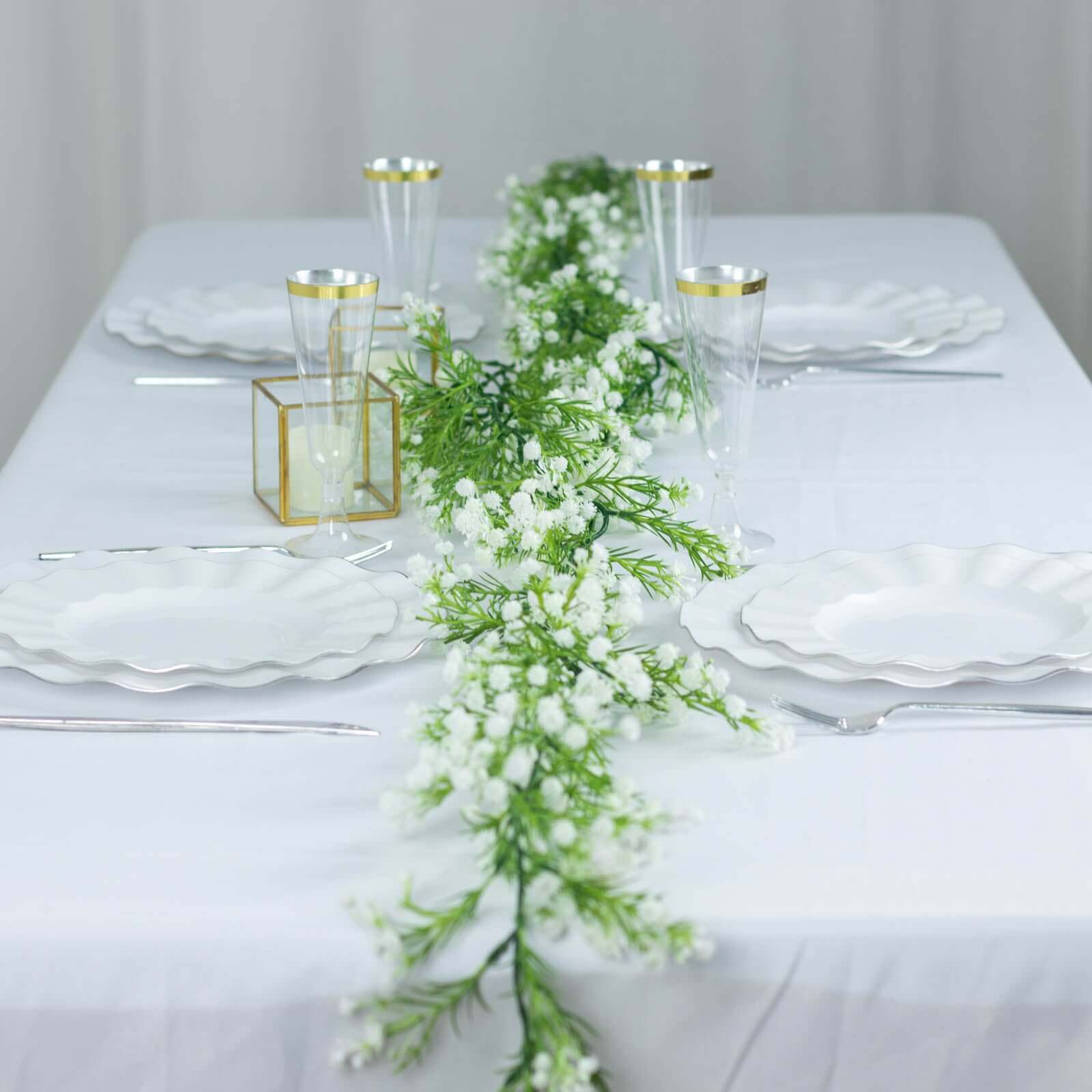 6ft White Silk Gypsophila Flower Garland | eFavormart.com