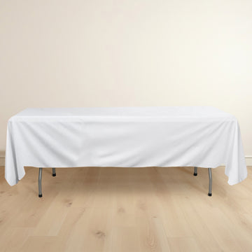 White Premium Scuba Rectangular Tablecloth, Wrinkle Free Polyester Seamless Tablecloth 60"x102"