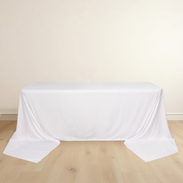 White Premium Scuba Rectangular Tablecloth, Wrinkle Free Polyester Seamless Tablecloth 90"x156"
