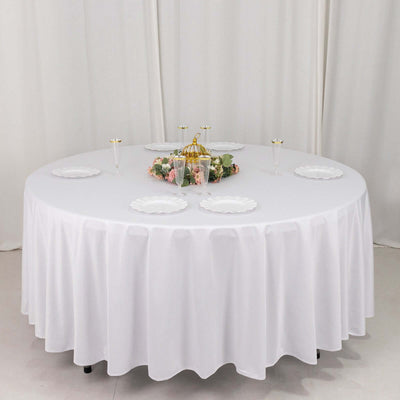 Scuba Round Tablecloth 108" White - Wrinkle Free & Stain Resistant Sophisticated Table Cover