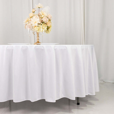 Scuba Round Tablecloth 108" White - Wrinkle Free & Stain Resistant Sophisticated Table Cover