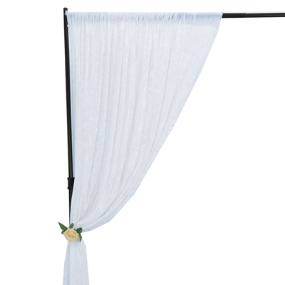 Crushed Velvet Backdrop Curtain – White 8ft x 8ft Event Drape with Rod Pocket, Privacy Panel for Photo Booths & Events