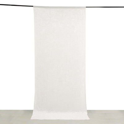 Crushed Velvet Backdrop Curtain – White 5ft x 12ft Event Drape with Rod Pocket, Privacy Panel for Photo Booths & Events