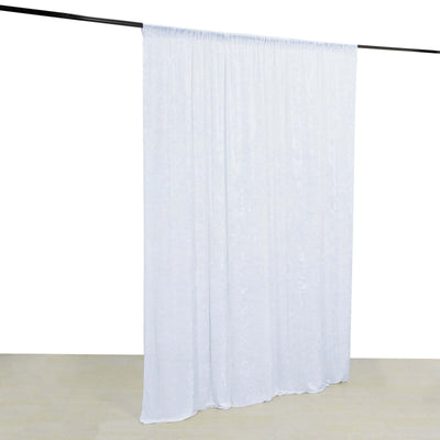 Crushed Velvet Backdrop Curtain – White 8ft x 8ft Event Drape with Rod Pocket, Privacy Panel for Photo Booths & Events