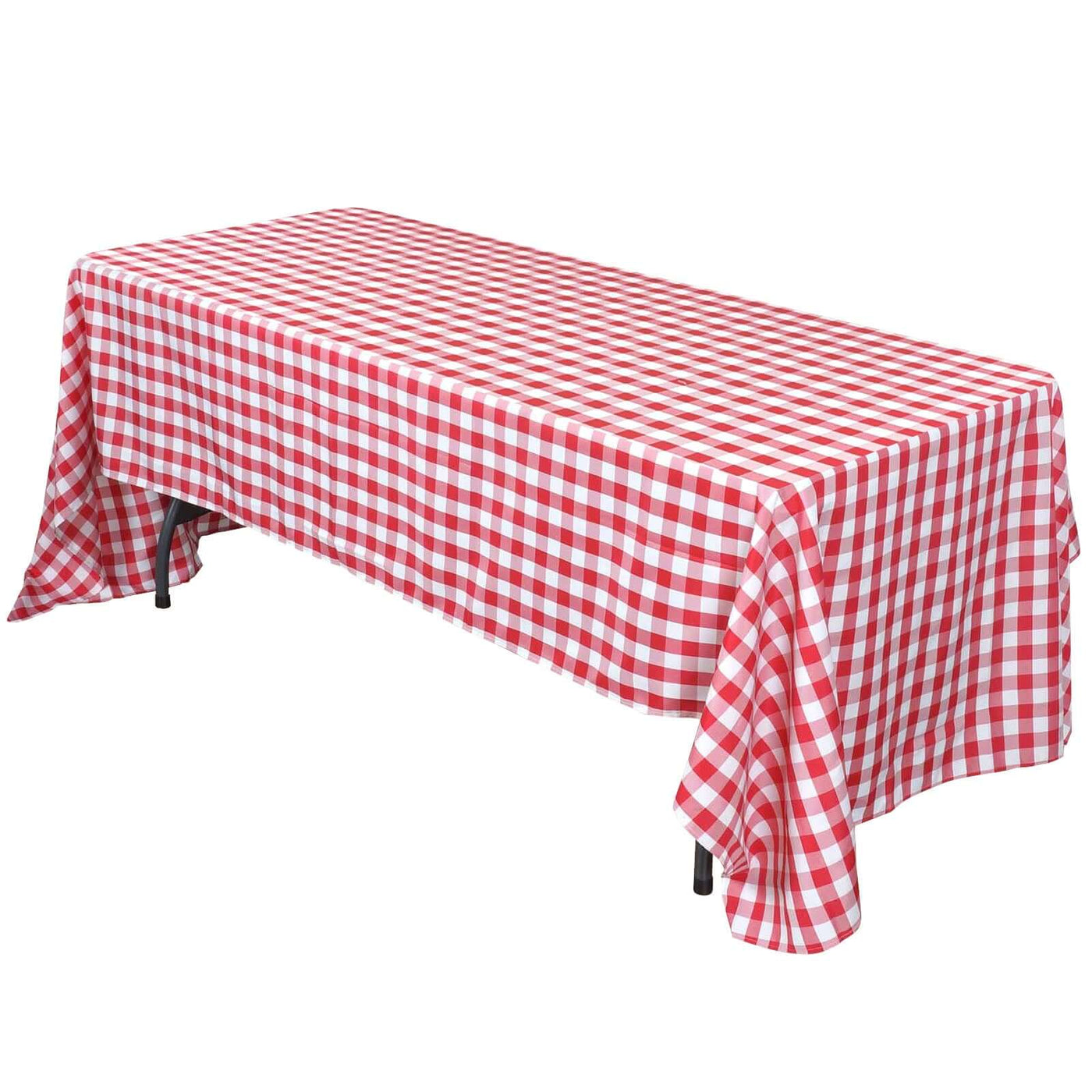 60x102 In White-Red Buffalo Plaid Tablecloth | eFavormart.com