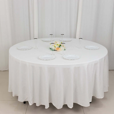 100% Cotton Round Tablecloth 108" White Linen - Soft & Breathable Table Cover