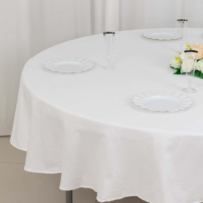100% Cotton Round Tablecloth 90" White Linen - Soft & Breathable Table Cover for Stylish Tablescapes