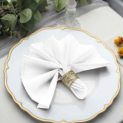 5 Pack Polyester Napkins 17"x17" White - Wrinkle Resistant Easy Care Cloth Napkins for Wedding & Events