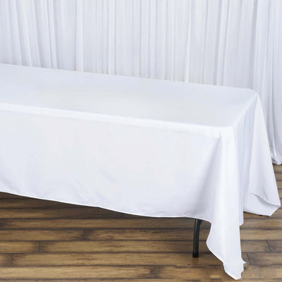 Premium Polyester Rectangle Tablecloth 72"x120" White - 220GSM Wrinkle-Resistant and Durable Finish for Chic Weddings & Events
