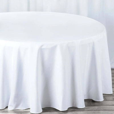 Premium Polyester Round Tablecloth 132" White - Seamless 220GSM Wrinkle-Resistant & Durable Finish