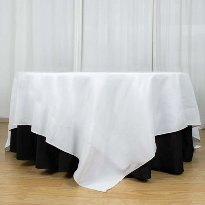 Premium Polyester Square Table Overlay 90"x90" White - 220GSM Wrinkle-Resistant and Durable Table Topper for Weddings & Special Occasions