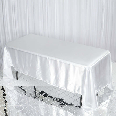 Satin Rectangular Tablecloth 72"x120" White - Graceful Silky Smooth Table Covers for Weddings & Events
