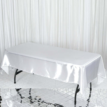 Elegant White Seamless Smooth Satin Rectangular Tablecloth 60"x102"