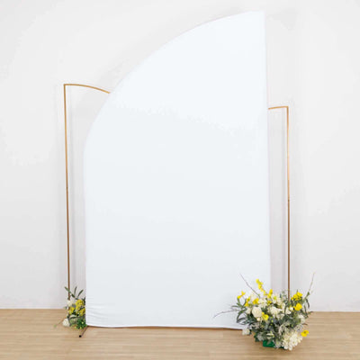 White Spandex Fitted Chiara Backdrop Stand Cover For Half Moon Top Wedding Arch - 8ft