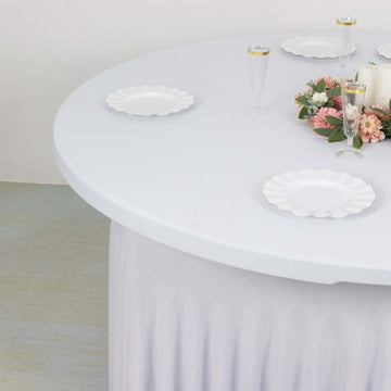 Elegant White Spandex 72 inches Round Tablecloth Table Skirt