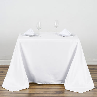 Polyester Square Tablecloth 90"x90" White - Wrinkle-Resistant and Durable Table Cover for Weddings & Special Occasions