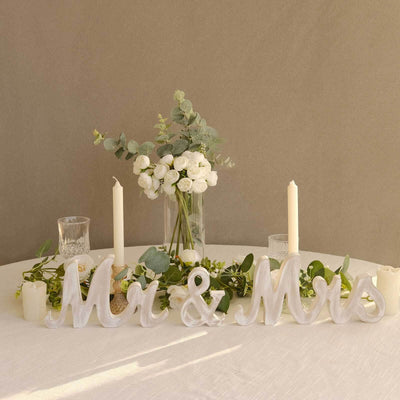Rustic Wooden "Mr & Mrs" Freestanding Letters Whitewashed - Farmhouse Chic Wedding Table Display Props