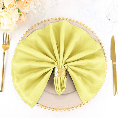 5 Pack Polyester Napkins 20"x20" Yellow - Durable & Wrinkle Resistant Dinner Napkins