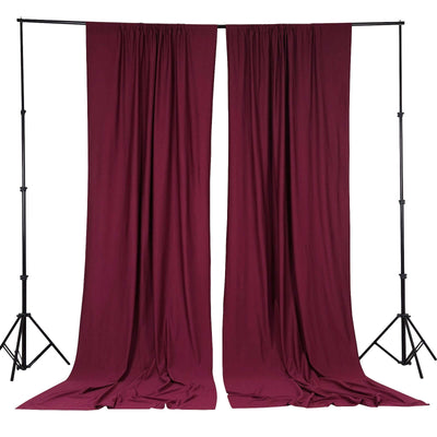 2 Pack Burgundy Scuba Polyester Backdrop Drape Curtains, Durable Flame Resistant Event Divider Panels Wrinkle Free With Rod Pockets - 10ftx10ft