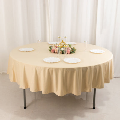 Scuba Round Tablecloth 90" Beige - Wrinkle Free Table Cover
