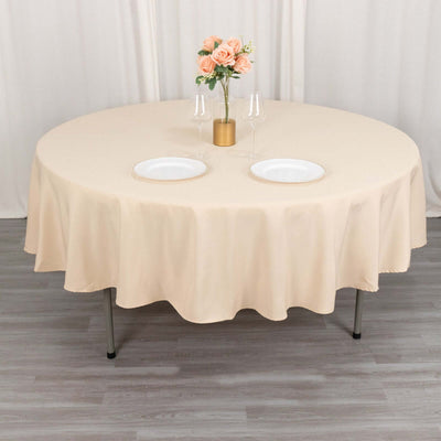 Premium Polyester Round Tablecloth 90" Beige - 220GSM Wrinkle-Resistant & Durable Table Cover