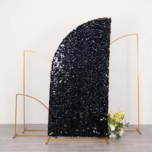 7ft Black Double Sided Big Payette Sequin Chiara Backdrop Stand Cover For Half Moon Arch Stand