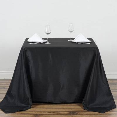 Polyester Square Tablecloth 90"x90" Black - Wrinkle-Resistant and Durable Table Cover for Weddings & Special Occasions