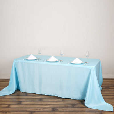 Polyester Rectangle Tablecloth 90"x132" Light Blue with Seamless Finish