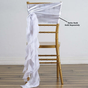 Chiffon Curly Chair Sash White - Graceful Decorative Accent for Weddings & Events