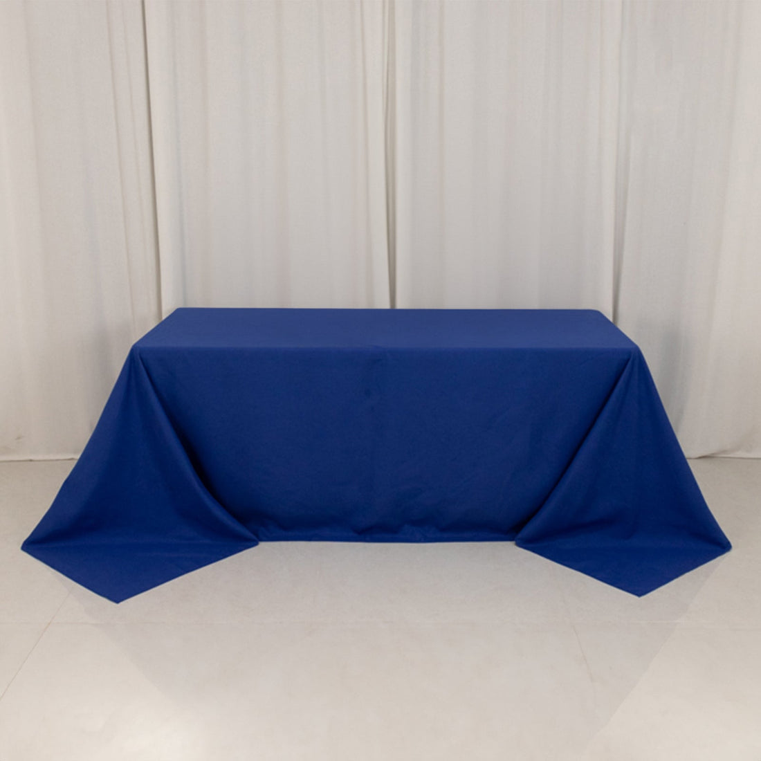 Royal Blue Cotton Blend Rectangular Tablecloth Seamless 90"x132" for 6 Foot Table With Floor-Length 