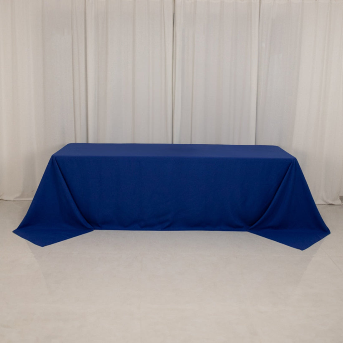 Royal Blue Cotton Blend Rectangular Tablecloth Seamless 90"x156" for 8 Foot Table With Floor-Length 