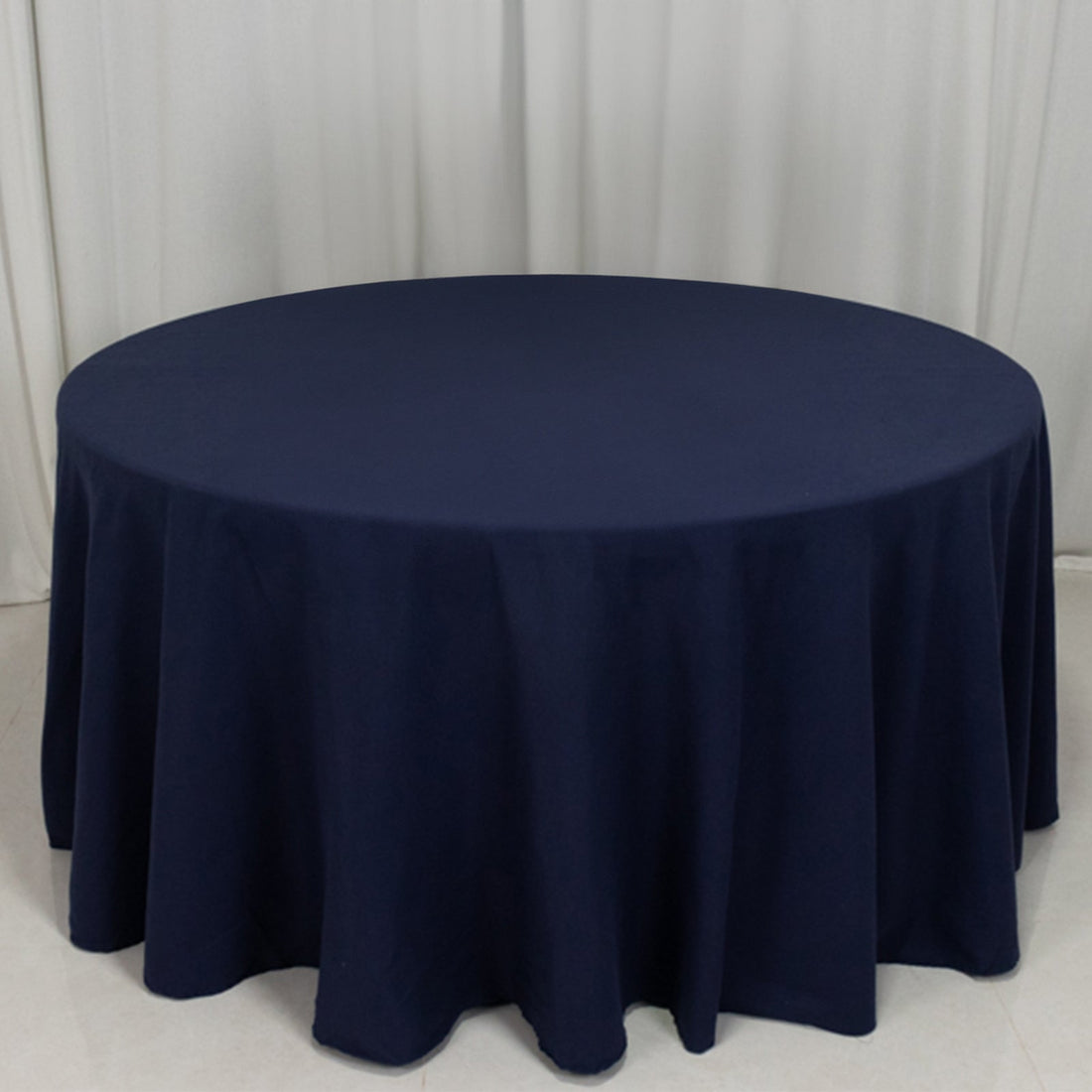Navy Blue Cotton Blend Round Tablecloth 120inch Seamless for 5 Foot Table