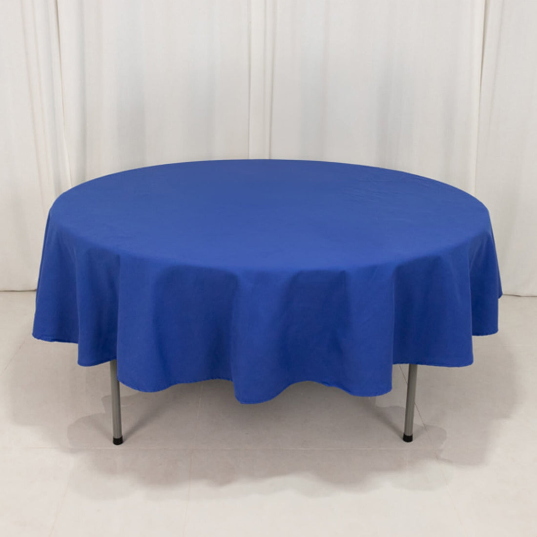 Royal Blue Seamless Cotton Blend Round Tablecloth - 90"
