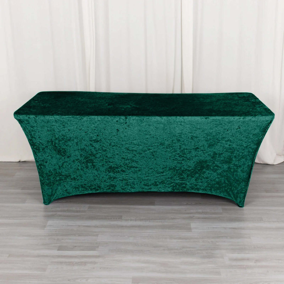6ft Hunter Emerald Green Crushed Velvet Stretch Fitted Rectangular Table Cover