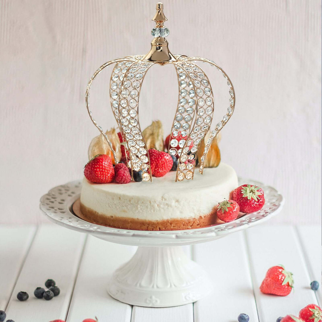 16 Inch Crystal Bead Metallic Gold Royal Crown Cake Topper 