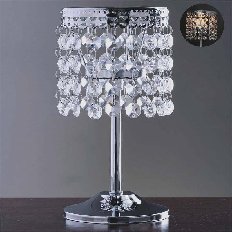 Silver Crystal Beaded Chandelier Metal Votive Candle Holder 8 Inch