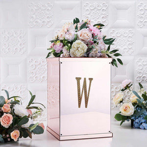 Decorative Rhinestone Alphabet "W" Letter Stickers 6", Gold Glitter Adhesive Craft Letters - DIY Sparkle Embellishments