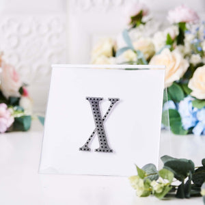 Decorative Rhinestone Alphabet "X" Letter Stickers 4", Black Glitter Adhesive Craft Letters - DIY Sparkle Embellishments