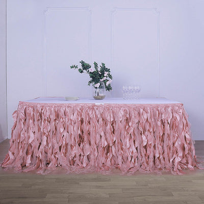 Taffeta Table Skirt 14ft Dusty Rose - Curly Willow Table Cover