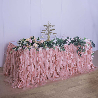 Taffeta Table Skirt 14ft Dusty Rose - Curly Willow Table Cover
