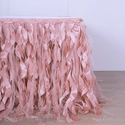 Taffeta Table Skirt 14ft Dusty Rose - Curly Willow Table Cover