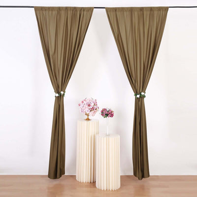2 Pack Taupe Scuba Polyester Backdrop Drape Curtains, Durable Flame Resistant Event Divider Panels Wrinkle Free With Rod Pockets - 10ftx10ft